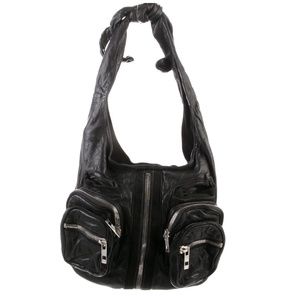 Authentic Alexander Wang Donna Hobo Crossbody Bag ~ Black Leather + Suede